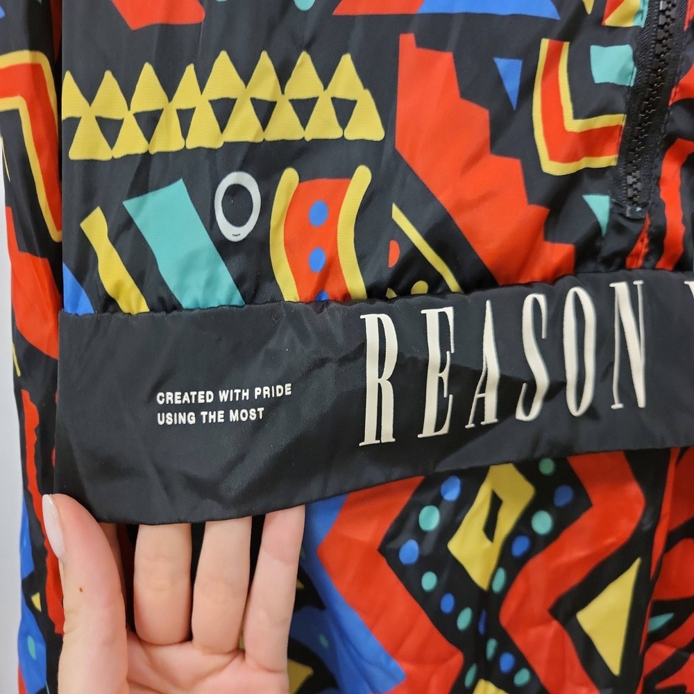 REASON Brand Pullover Jacket Mens Size L Multi Color‎ Geometric Design - Picture 4 of 11